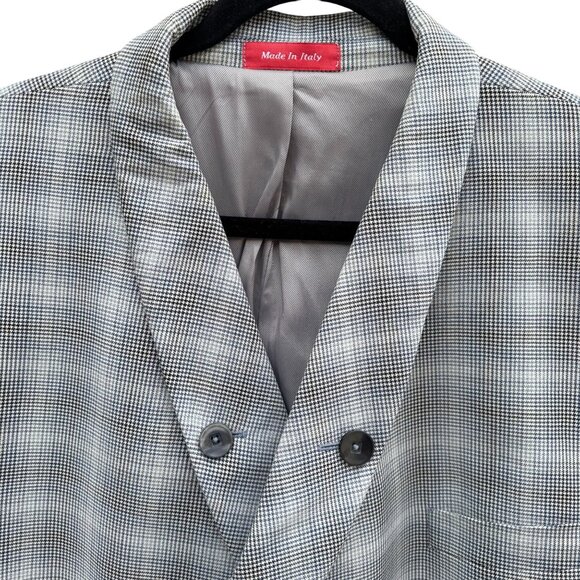 Tiglio Ross Double-Breasted Plaid Italian 3-Piece Suit Set Vest Pants Mens 40L - Picture 16 of 16